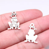 WYSIWYG 10pcs 22x14mm Frog Prince Charms Antique Silver Color Pendant Charms For Jewelry Making Jewelry Findings