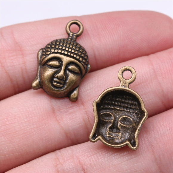 WYSIWYG 10pcs 22x15mm 3 Colors Antique Silver Color Antique Bronze Buddha Pendants Buddha Head Charm Buddha Charm