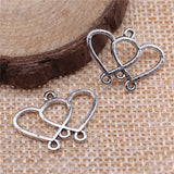 WYSIWYG 10pcs 22x15mm Heart Earring Connector Antique Silver Color For DIY Jewelry Making Jewelry Findings Jewelry Accessories