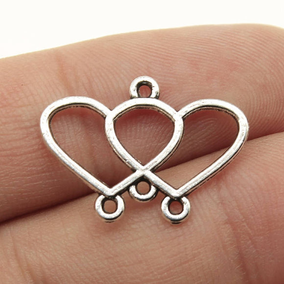 WYSIWYG 10pcs 22x15mm Heart Earring Connector Antique Silver Color For DIY Jewelry Making Jewelry Findings Jewelry Accessories