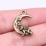 WYSIWYG 10pcs 22x16mm Moon Angel Charms For Jewelry Making Antique Silver Plated Antique Bronze Color Jewelry Findings
