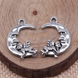 WYSIWYG 10pcs 22x16mm Moon Angel Charms For Jewelry Making Antique Silver Plated Antique Bronze Color Jewelry Findings
