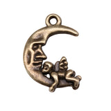 WYSIWYG 10pcs 22x16mm Moon Angel Charms For Jewelry Making Antique Silver Plated Antique Bronze Color Jewelry Findings
