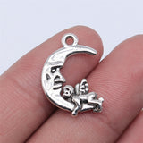 WYSIWYG 10pcs 22x16mm Moon Angel Charms For Jewelry Making Antique Silver Plated Antique Bronze Color Jewelry Findings