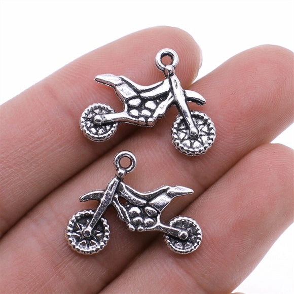 WYSIWYG 10pcs 22x17mm Motorcycle Charms Antique Silver Color Pendant Charms For Jewelry Making Jewelry Accessories