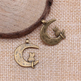 WYSIWYG 10pcs 22x18mm Charm Crescent Moon Cat Moon And Cat Charms For Jewelry Making EF3719