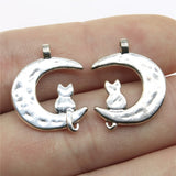 WYSIWYG 10pcs 22x18mm Charm Crescent Moon Cat Moon And Cat Charms For Jewelry Making EF3719