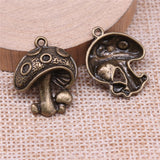 WYSIWYG 10pcs 22x18mm Mushroom Charm Pendants For Jewelry Making Antique Silver Color Mushroom Pendants Charm Mushroom