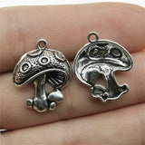 WYSIWYG 10pcs 22x18mm Mushroom Charm Pendants For Jewelry Making Antique Silver Color Mushroom Pendants Charm Mushroom