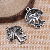 WYSIWYG 10pcs 22x18mm Mushroom Charm Pendants For Jewelry Making Antique Silver Color Mushroom Pendants Charm Mushroom