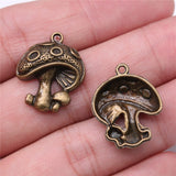 WYSIWYG 10pcs 22x18mm Mushroom Charm Pendants For Jewelry Making Antique Silver Color Mushroom Pendants Charm Mushroom