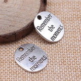 WYSIWYG 10pcs 22x18mm Remember The Moments Charms For Jewelry Making Antique Silver Color Charm Pendant Jewelry Accessories