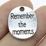 WYSIWYG 10pcs 22x18mm Remember The Moments Charms For Jewelry Making Antique Silver Color Charm Pendant Jewelry Accessories