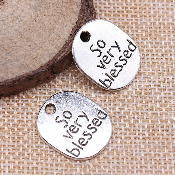 WYSIWYG 10pcs 22x18mm So Very Blessed Charms Antique Silver Color Pendant Charms Jewelry Findings For Jewelry Making