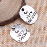 WYSIWYG 10pcs 22x18mm So Very Blessed Charms Antique Silver Color Pendant Charms Jewelry Findings For Jewelry Making
