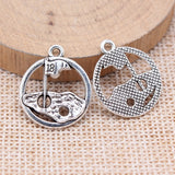 WYSIWYG 10pcs 22x19mm Antique Silver Color Golf 18 Hole Flag Charms For Jewelry Making