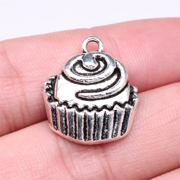 WYSIWYG 10pcs 22x19mm Cupcakes Charms DIY Jewelry Findings Antique Silver Color Antique Bronze Color For Jewelry Making