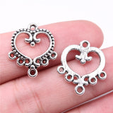WYSIWYG 10pcs 22x19mm Heart Earrings Connector Charms Antique Silver Color Jewelry Findings Jewelry Accessories