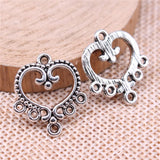 WYSIWYG 10pcs 22x19mm Heart Earrings Connector Charms Antique Silver Color Jewelry Findings Jewelry Accessories