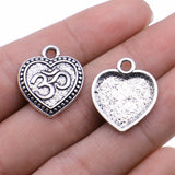 WYSIWYG 10pcs 22x19mm Heart Om Charms Antique Silver Color For Jewelry Making Zinc Alloy Charms Pendant DIY Jewelry Findings