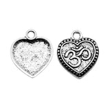 WYSIWYG 10pcs 22x19mm Heart Om Charms Antique Silver Color For Jewelry Making Zinc Alloy Charms Pendant DIY Jewelry Findings