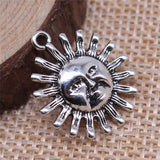 WYSIWYG 10pcs 22x20mm Antique Silver Color Sun Charms Pendant For Jewelry Making DIY Jewelry Findings