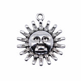 WYSIWYG 10pcs 22x20mm Antique Silver Color Sun Charms Pendant For Jewelry Making DIY Jewelry Findings