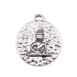 WYSIWYG 10pcs 22x20mm Round Double-Sided Sitting Buddha Charms Antique Silver Color Jewelry Findings For Jewelry Making