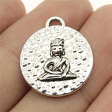 WYSIWYG 10pcs 22x20mm Round Double-Sided Sitting Buddha Charms Antique Silver Color Jewelry Findings For Jewelry Making