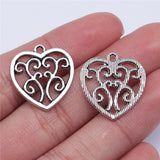 WYSIWYG 10pcs 22x21mm Filigree Heart Pendants Charm Antique Silver Color Tone Heart Pendants For Jewelry Making
