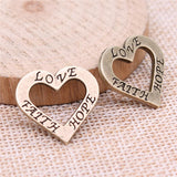 WYSIWYG 10pcs 22x21mm Love Faith Hope Charms For Jewelry Making Antique Silver Plated Antique Bronze Color Jewelry Findings