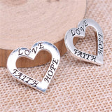 WYSIWYG 10pcs 22x21mm Love Faith Hope Charms For Jewelry Making Antique Silver Plated Antique Bronze Color Jewelry Findings