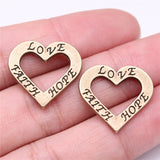 WYSIWYG 10pcs 22x21mm Love Faith Hope Charms For Jewelry Making Antique Silver Plated Antique Bronze Color Jewelry Findings
