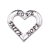 WYSIWYG 10pcs 22x21mm Love Faith Hope Charms For Jewelry Making Antique Silver Plated Antique Bronze Color Jewelry Findings