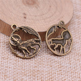 WYSIWYG 10pcs 22x22mm Antique Silver Color Moon Wolf Charms Pendant For Jewelry Making DIY Jewelry Findings