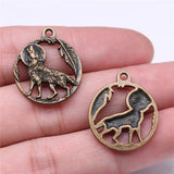 WYSIWYG 10pcs 22x22mm Antique Silver Color Moon Wolf Charms Pendant For Jewelry Making DIY Jewelry Findings