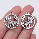 WYSIWYG 10pcs 22x22mm Antique Silver Color Moon Wolf Charms Pendant For Jewelry Making DIY Jewelry Findings