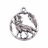WYSIWYG 10pcs 22x22mm Antique Silver Color Moon Wolf Charms Pendant For Jewelry Making DIY Jewelry Findings