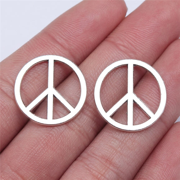WYSIWYG 10pcs 22x22mm Peace Charm Pendants For Jewelry Making Antique Silver Color Peace Symbol Pendants Charm Peace Sign