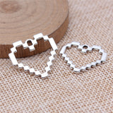 WYSIWYG 10pcs 22x24mm Antique Silver Color Mosaic Heart Charms Pendant For DIY Jewelry Making Handmade Jewelry Craft Findings