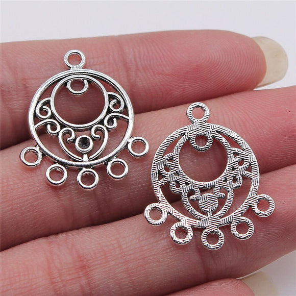 WYSIWYG 10pcs 22x26mm Porous Earring Connector Antique Silver Color For DIY Jewelry Making Jewelry Findings Jewelry Accessories