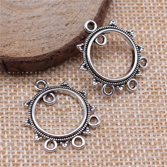 WYSIWYG 10pcs 22x26mm Porous Earring Connector Charms For Jewelry Making Antique Silver Color Accessories