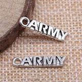 WYSIWYG 10pcs 22x5mm Pendant Army Army Charm Pendants For Jewelry Making Antique Silver Color Army Pendants
