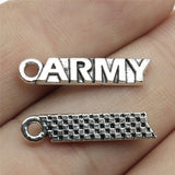 WYSIWYG 10pcs 22x5mm Pendant Army Army Charm Pendants For Jewelry Making Antique Silver Color Army Pendants