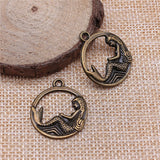 WYSIWYG 10pcs 23mm Pendant Mermaid Round Mermaid Charm Pendants For Jewelry Making Antique Silver Color Mermaid Pendants
