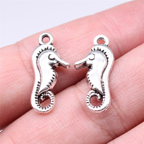 WYSIWYG 10pcs 23x10mm Hippocampus Charms Pendants For Jewelry Making 2 Colors Antique Silver Plated Antique Bronze Plated