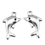 WYSIWYG 10pcs 23x13mm Pendant Dolphin Animal Dolphin Charm Pendants For Jewelry Making Antique Silver Color Dolphin Pendants
