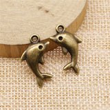 WYSIWYG 10pcs 23x13mm Pendant Dolphin Animal Dolphin Charm Pendants For Jewelry Making Antique Silver Color Dolphin Pendants