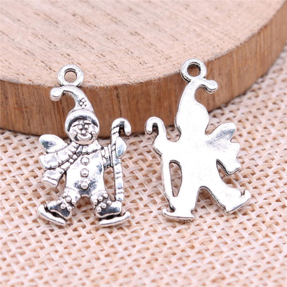 WYSIWYG 10pcs 23x13mm Snowman Charms For Jewelry Making Jewelry Accessories Antique Silver Plated Antique Bronze Plated