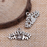 WYSIWYG 10pcs 23x13mm Volleyball Mom Charms Antique Silver Color Pendant Charms For Jewelry Making Jewelry Findings